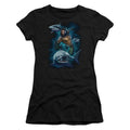 Aquaman Movie Swimming With Sharks Junior Sheer Cap Sleeve Womens T Shirt Black Hoodie, Sweatshirt | CiraTrend.com