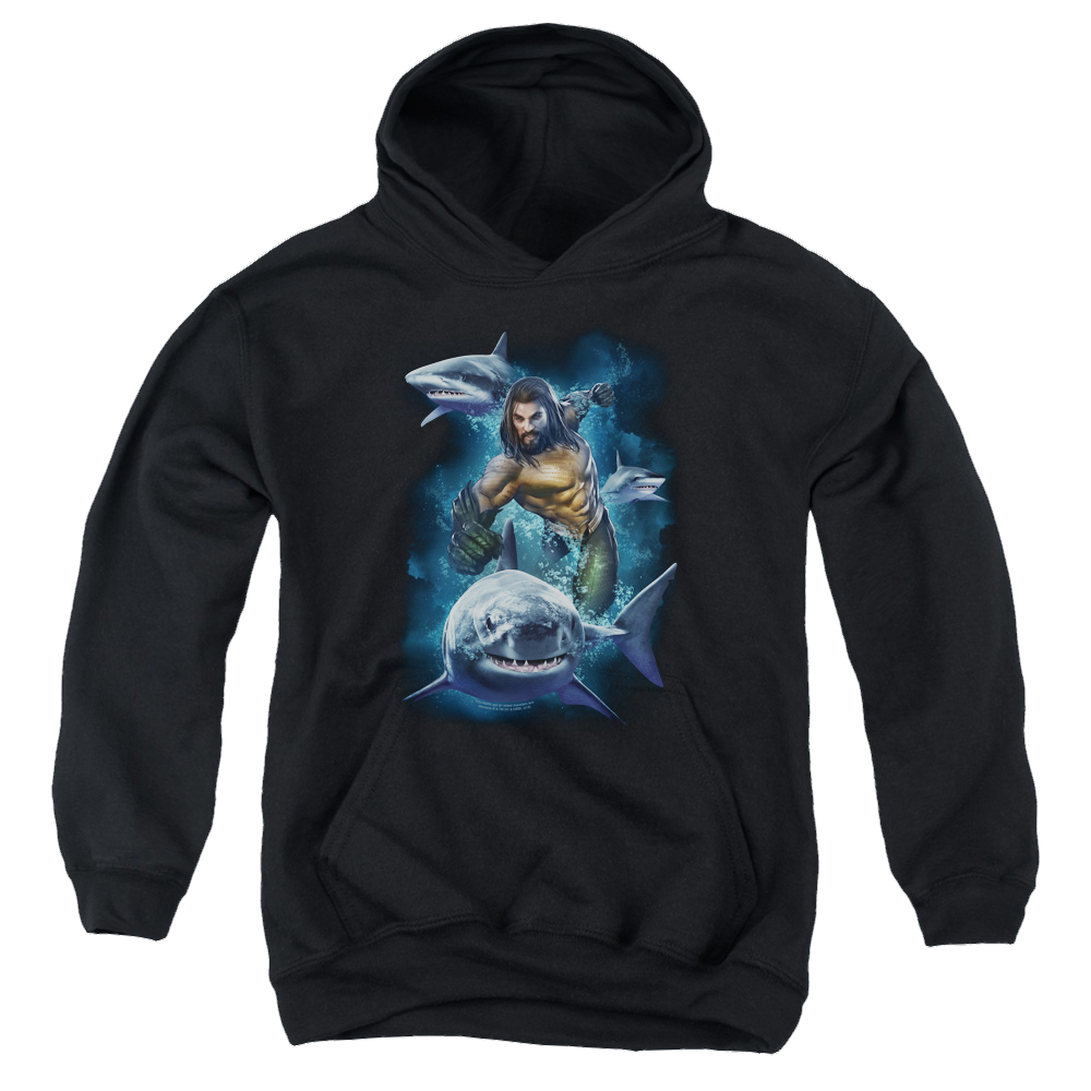 Aquaman Movie Swimming With Sharks - Youth Hoodie T-Shirts, Sweatshirt | CiraTrend.com