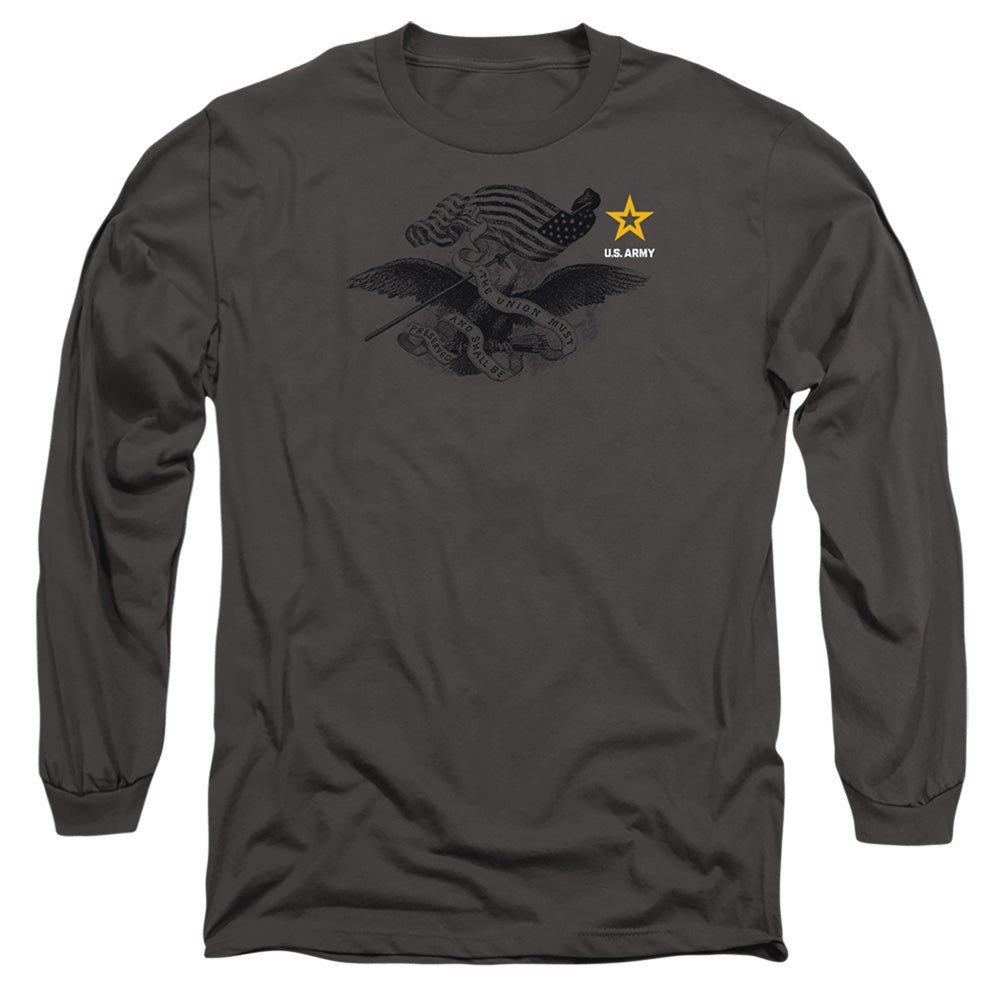 Army Left Chest Mens Long Sleeve Shirt Charcoal Hoodie, Sweatshirt | CiraTrend.com (Image 2)