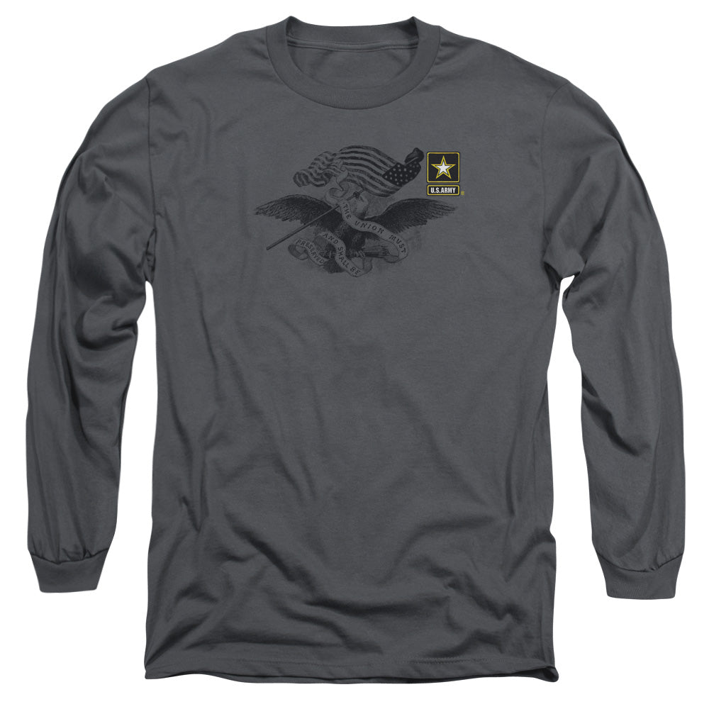 Army Left Chest Mens Long Sleeve Shirt Charcoal Hoodie, Sweatshirt | CiraTrend.com (Image 1)