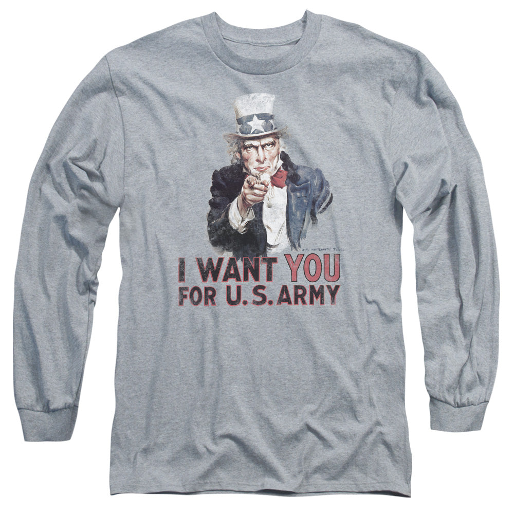 Army I Want You Mens Long Sleeve Shirt Athletic Heather Hoodie, Sweatshirt | CiraTrend.com (Image 3)