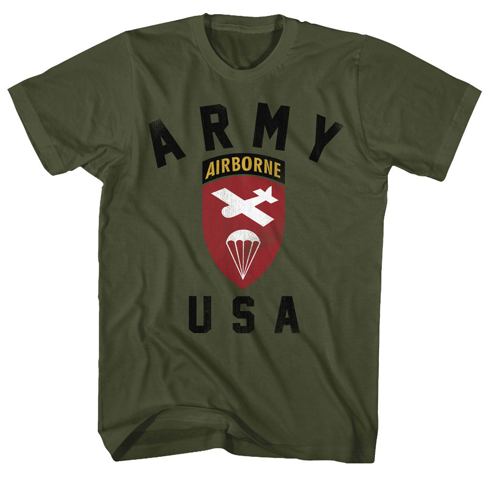 Army Mens S/S T-Shirt - Us Airborne - Solid Military Green Hoodie, Sweatshirt | CiraTrend.com