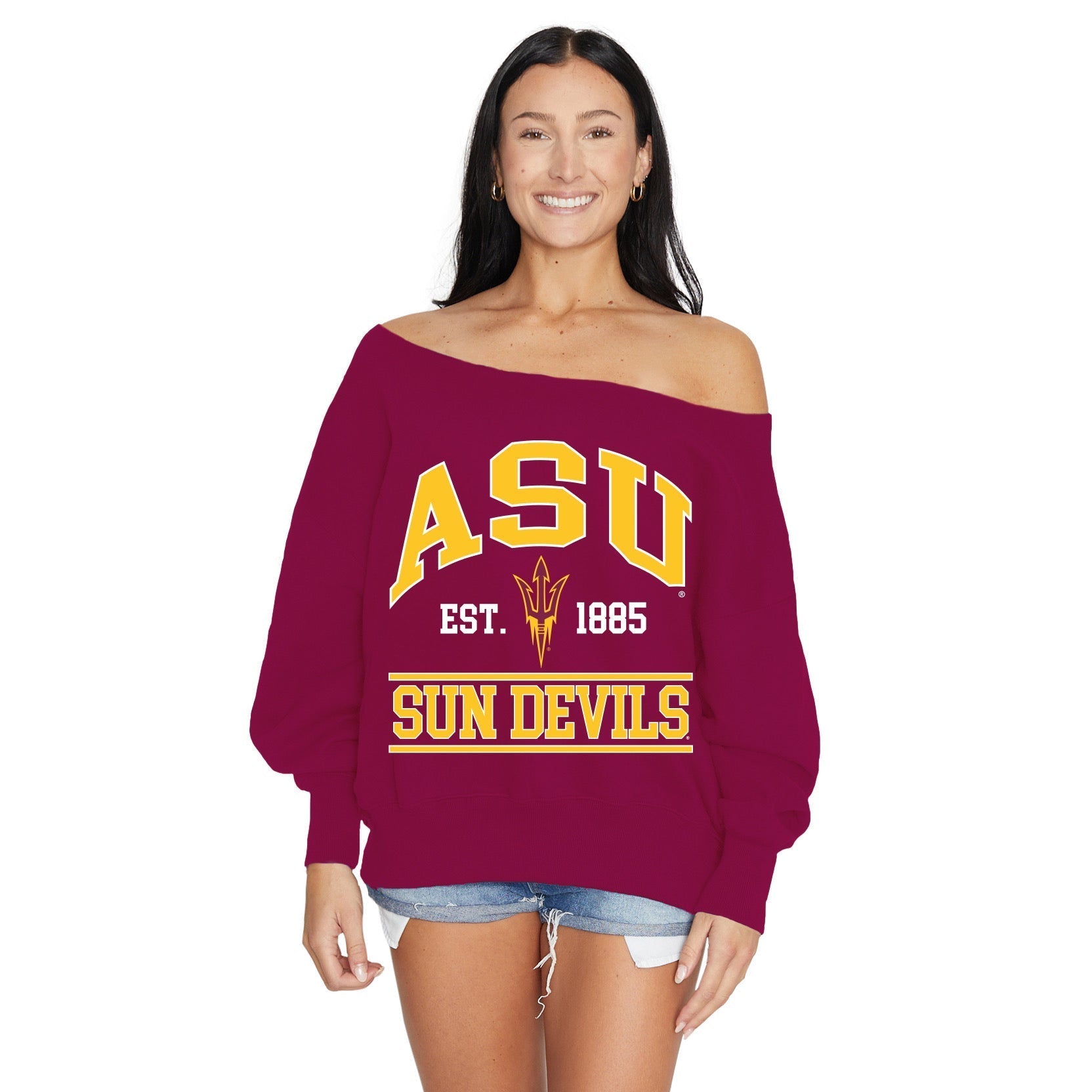 Arizona State ASU Off the Shoulder Sweatshirt T-Shirts, Hoodie | CiraTrend.com