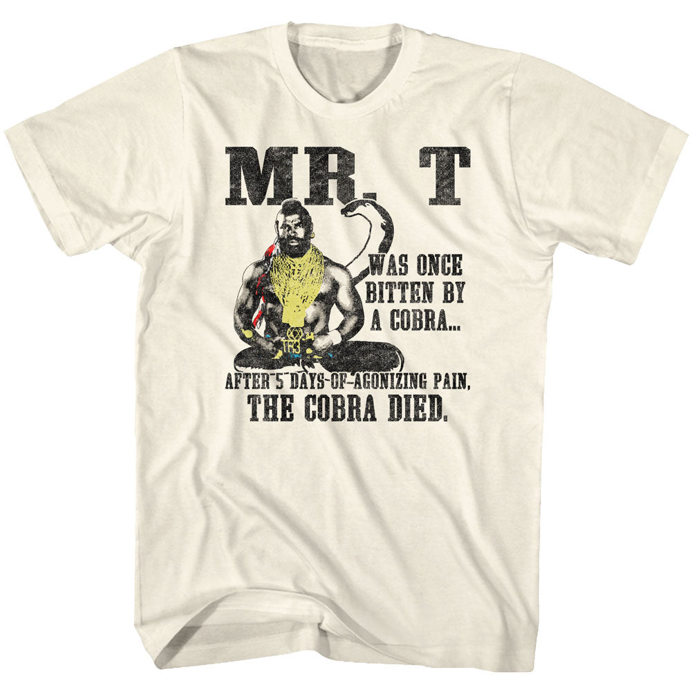 Mr. T Mens S/S T-Shirt - Cobra Died - Solid Natural Hoodie, Sweatshirt | CiraTrend.com