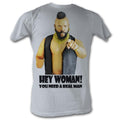 Mr. T Mens S/S T-Shirt - Hey Woman - Solid Silver Hoodie, Sweatshirt | CiraTrend.com
