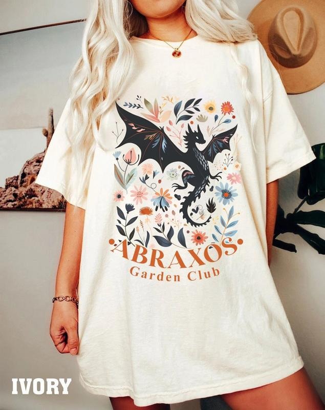Abraxos Flower Comfort Colors Shirt, Fantasy Dragon Bookish Shirt, Boho Wildflowers Cottagecore Shirt, Fantasy Book Lover...