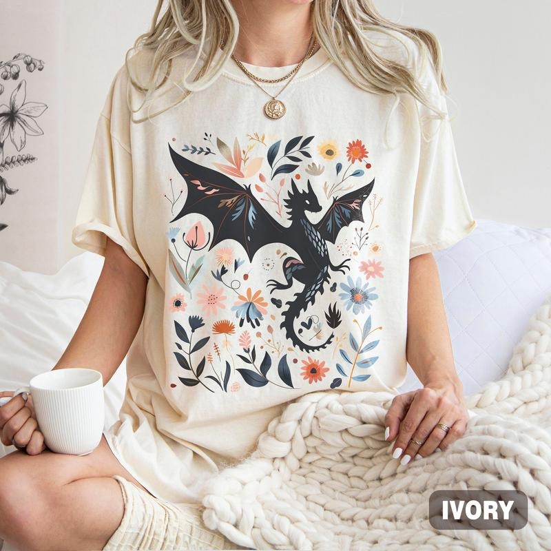 Abraxos Flower Shirt, Fantasy Dragon Bookish Shirt, Throne Of Glass Shirt, Boho Wildflowers Cottagecore Shirt, Fantasy...
