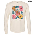 Abstract Flowers & Pumpkin Long Sleeve Comfort Colors T-Shirt 'NLB' Hoodie, Sweatshirt | CiraTrend.com