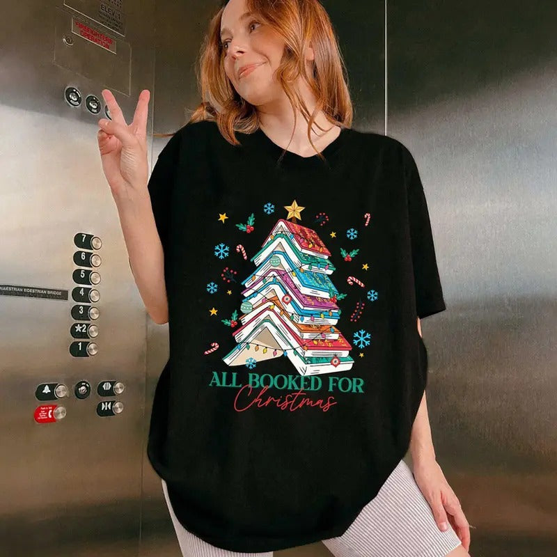Acotar All Booked For Christmas Sweatshirt, Christmas Bookish Tee Shirt, SJM Christmas Shirt, Christmas Book Tree...