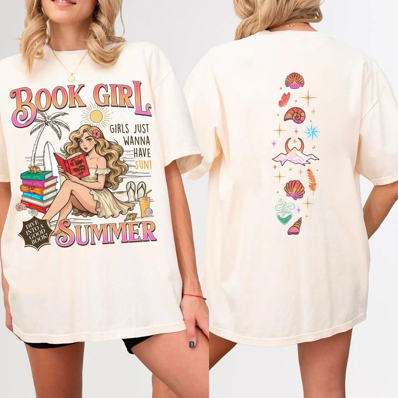 Acotar Summer Book Girl Shirt, Bookish Summer Tee, Girly Fantasy Reader T-Shirt, Velaris Tee, Summer Booktok Shirt