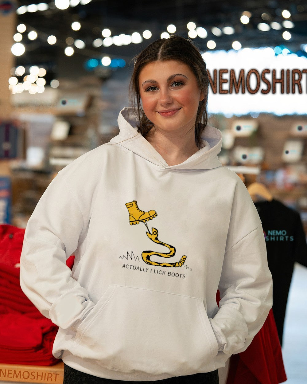 Actually I lick boots tread on me shirt
