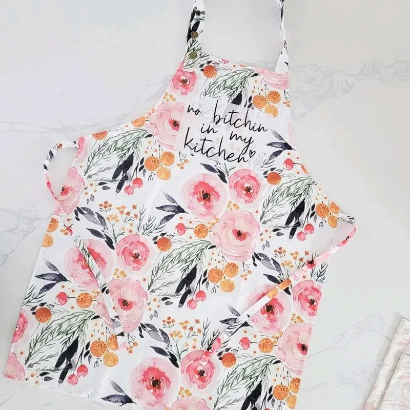Adjustable No Bitchin In My Kitchen Apron with Printed Design