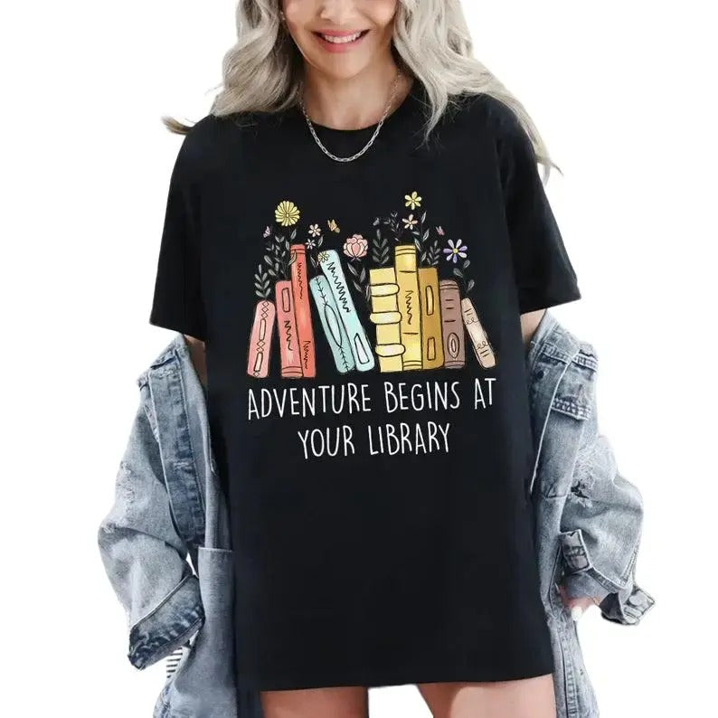 Adventure Begins At Your Library Shirt, Bookish T-Shirt, 2024 Summer Reading Shirt, Literature Shirt, Librarian Shirt,...