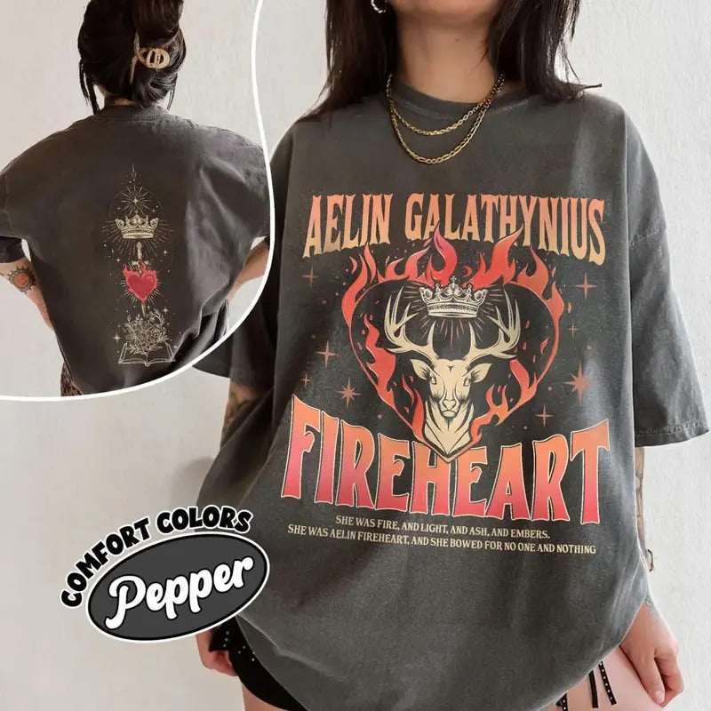 Aelin Galathynius Fireheart Tee Shirt, Throne Of Glass T-Shirt, Kingflame The Thirteen Sweatshirt, Sarah J Maas Shirt, Gift For Book Lovers