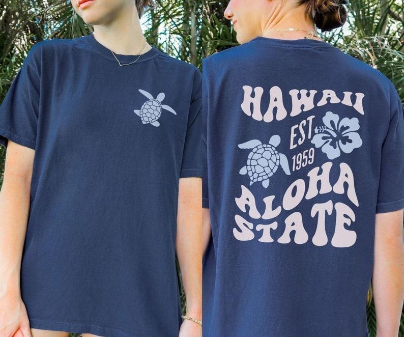 Aesthetic Hawaii Shirts, Hawaii Tshirt, Beach T-shirt, Hawaii Tee, Aloha State Sweatshirt, Beachy Sweatshirt, Words on...