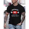 Air-cooled 911 graphic men's short-sleeved T-shirt, comfortable stretch summer fashion T-shirt, casual everyday fashion...
