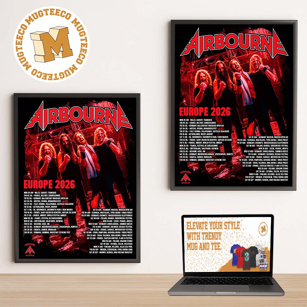 Airbourne Europe Tour 2026 To Airbourne Australia Home Decor Poster Canvas