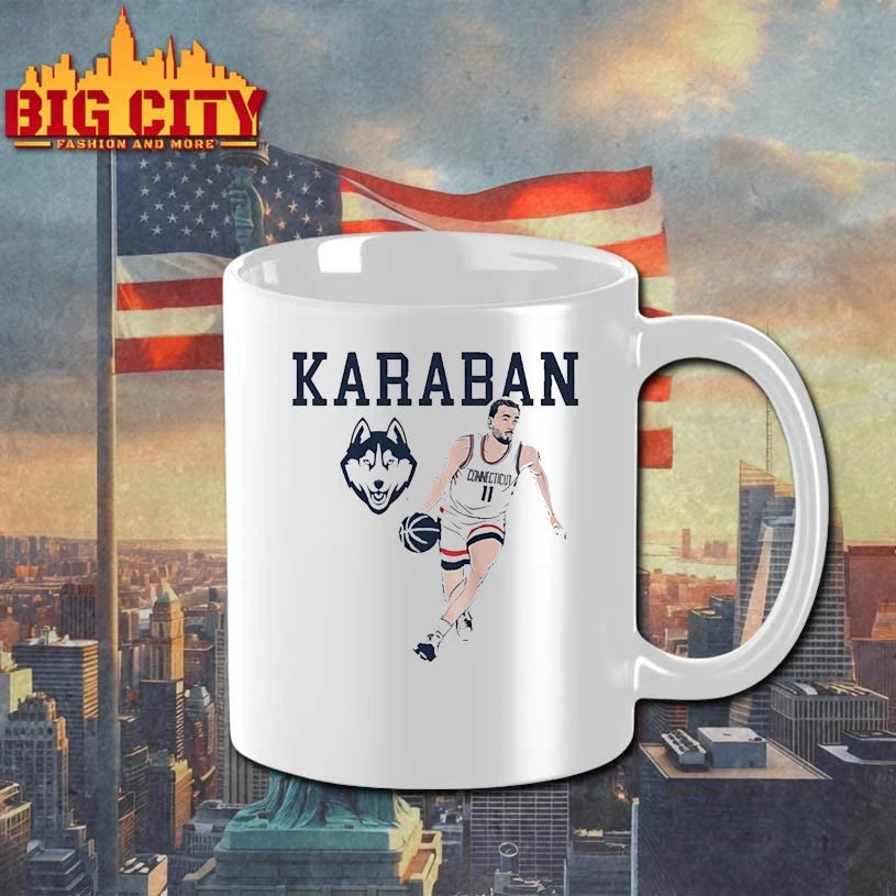 Alex Karaban Name Pose UConn Huskies basketball shirt