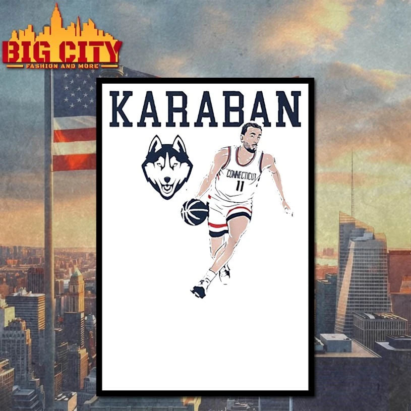 Alex Karaban Name Pose UConn Huskies basketball shirt
