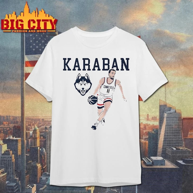 Alex Karaban Name Pose UConn Huskies basketball shirt