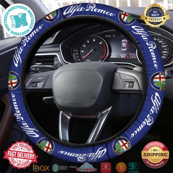 Alfa Romeo Blue And Logo Steering Wheel Cover