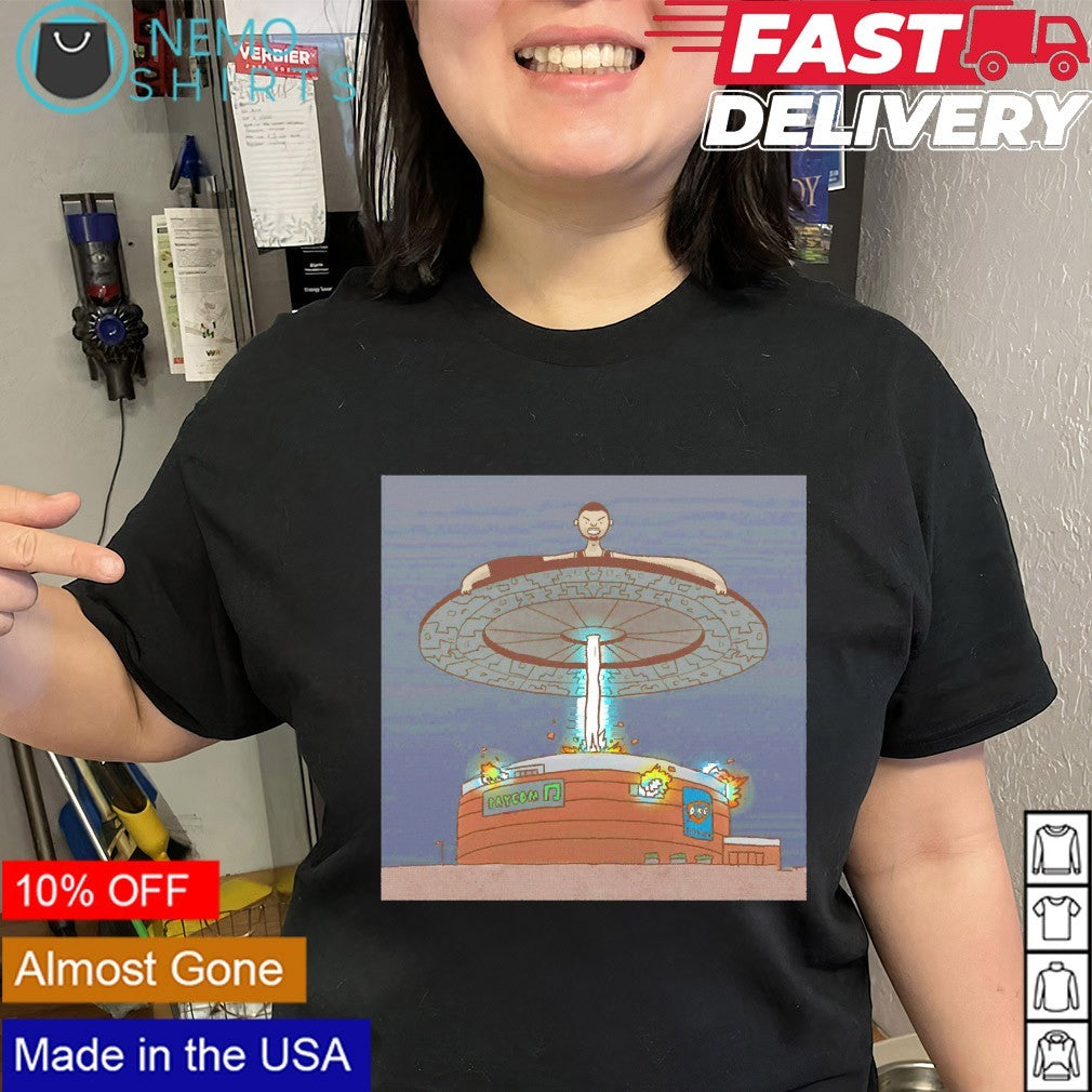 Alien Wemby UFO attacking OKC’s Paycom Center Game 1 2026 Western Conference Finals shirt