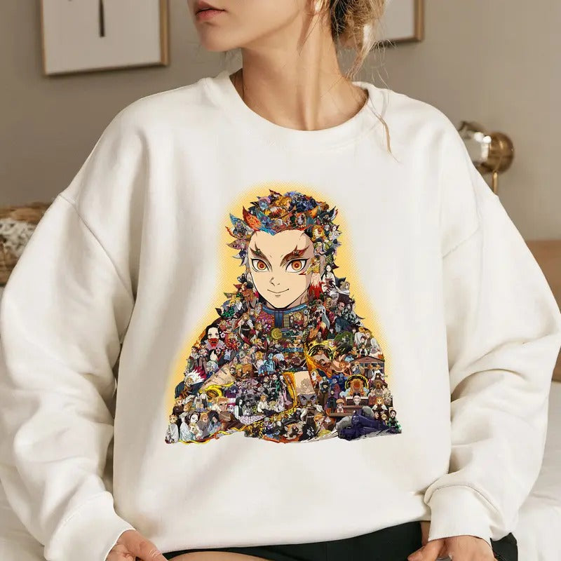 All Characters with Flame Hashira Shirt Crewneck Hoodie, Anime Shirt Sweatshirt | CiraTrend.com