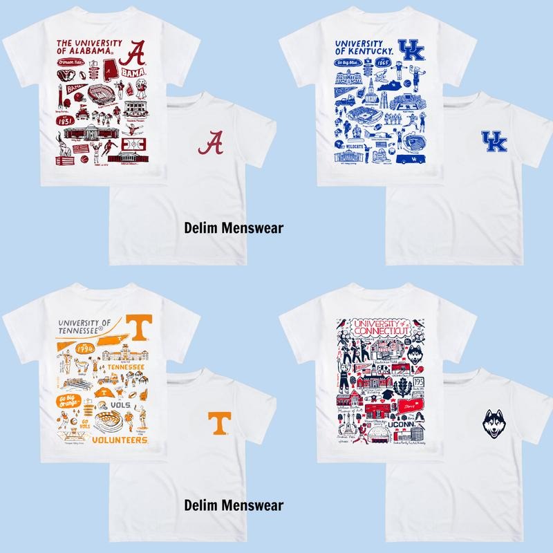 All Team NCAA Crewneck T-Shirt, Hand Drawn University Impressions Artwork, Graphic Shirt, Sport Gift for Men, for Women...