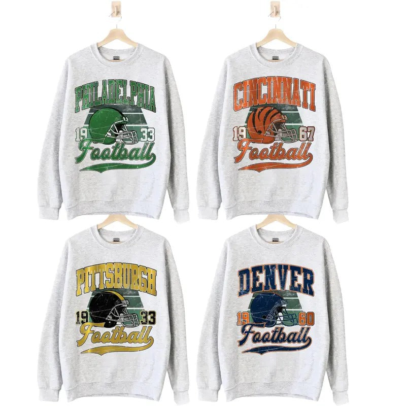 All TeamS Football Sweatshirt, Retro Sweatshirt, Vintage Team Ash Grey Sweater, Unisex Gifts For Men Women Sweater...