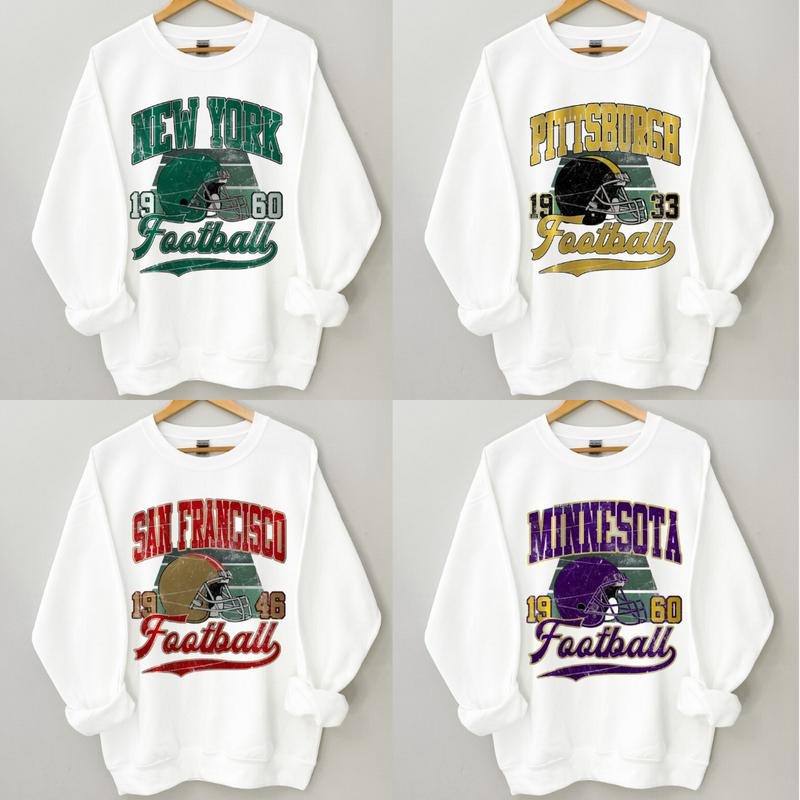 All Teams Football Vintage Style Crewneck White Sweatshirt, Vintage All Teams Football White Sweatshirt T-Shirts, Hoodie