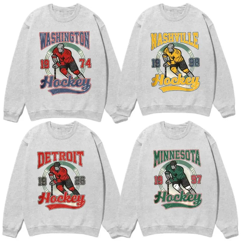 All Teams Hockey Retro Style Sweatshirt, Retro Hockey Sweatshirt, Fan Gifts Sweatshirt T-Shirts, Hoodie | CiraTrend.com