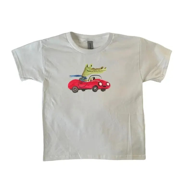 Alligator in Car Baby Tee, vintage, Pinterest, Y2k fashion, ahs style, 90s style baby tee, retro , trendy...