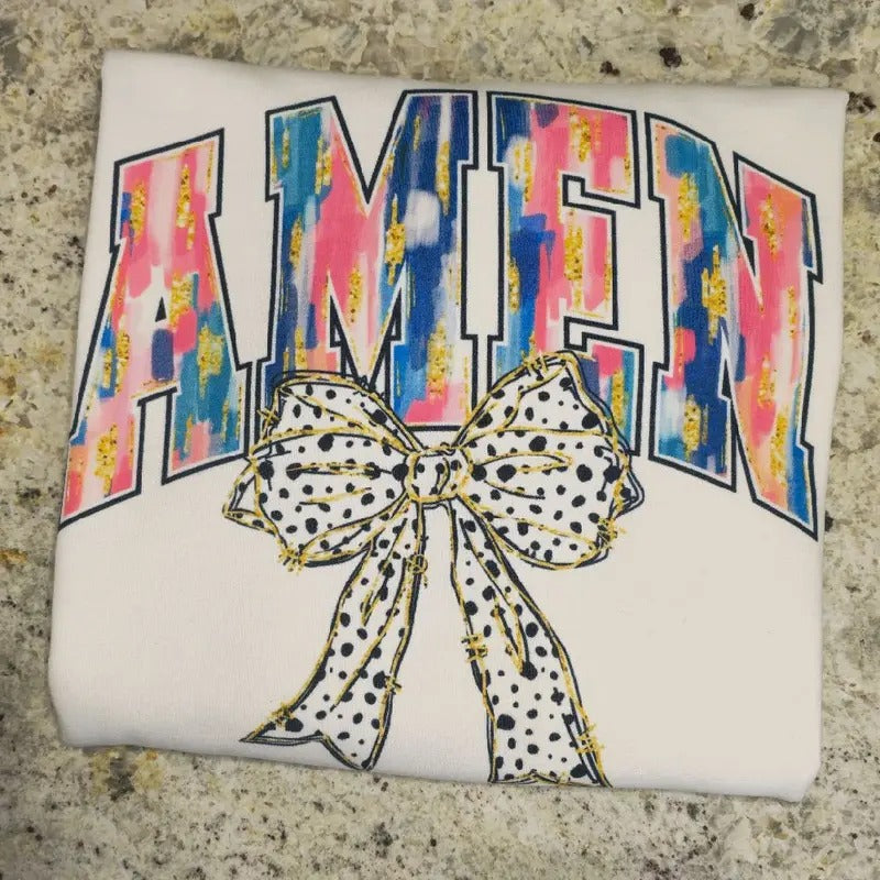 Amen, Cute Bow Easter Graphic Tee or Sweatshirt Hoodie | CiraTrend.com