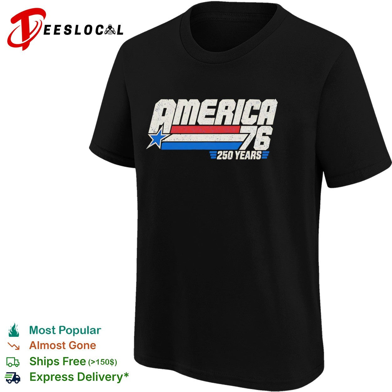 America 1976 250 years patriotic flag star shirt