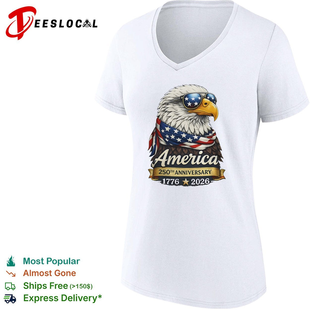 America 250th Anniversary 1776 2026 Patriotic Bald Eagle Flag shirt