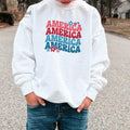 America Youth Sweatshirt and Kid's Comfort Colors T-Shirt, Patriotic Youth Crewneck, 4th of July Kids Pullover, Cozy USA...