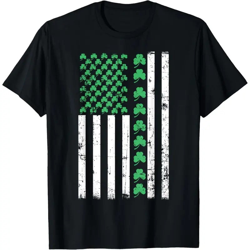 American Flag Shamrocks St Patricks Day Vintage Irish USA T-Shirt made in USA Hoodie, Sweatshirt | CiraTrend.com