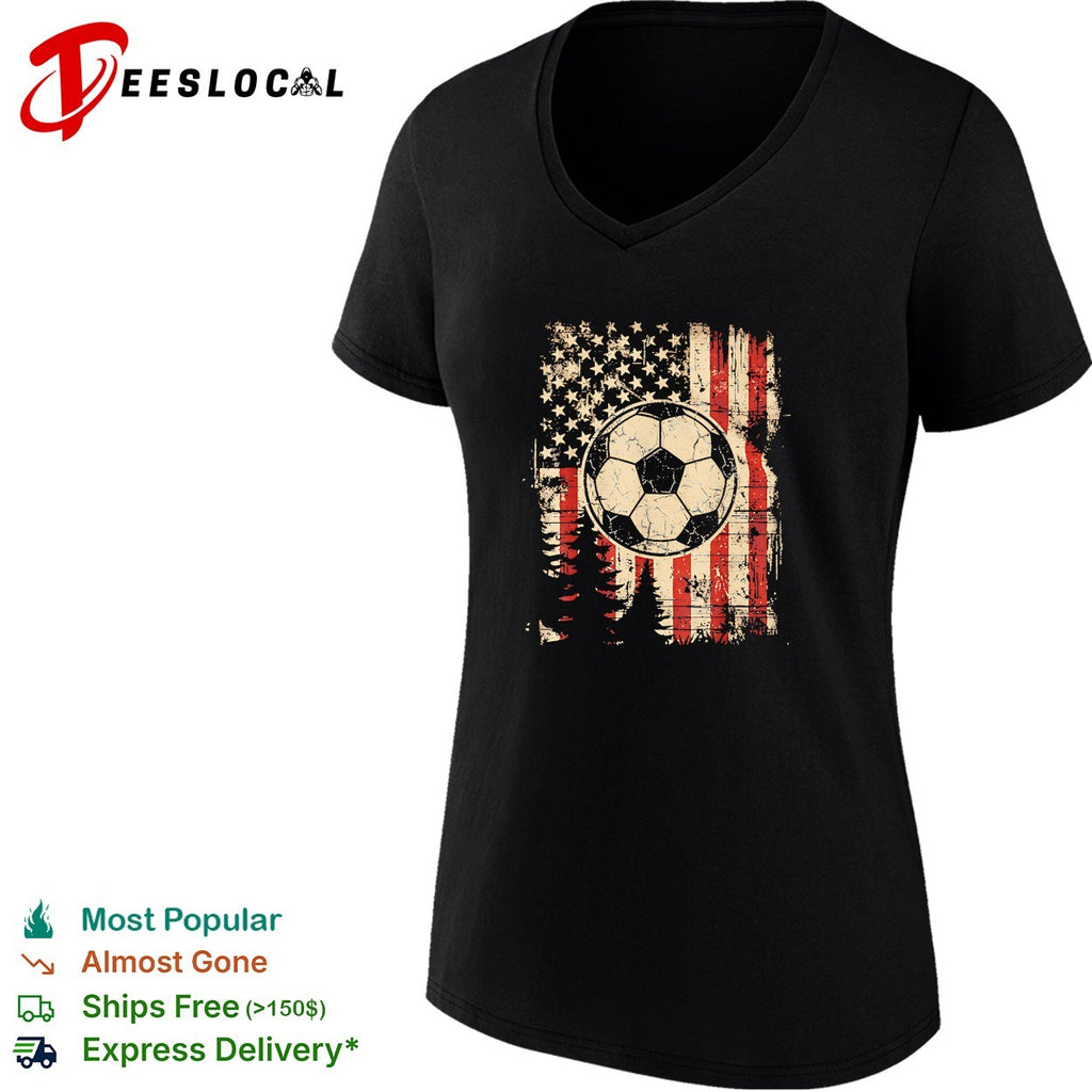 American flag soccer ball forest patriotic shirt