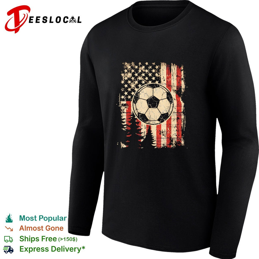American flag soccer ball forest patriotic shirt
