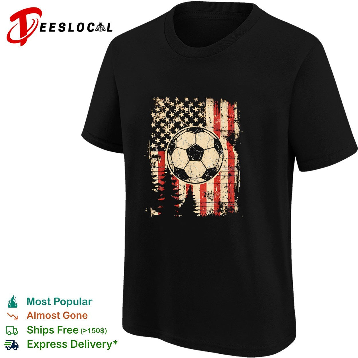 American flag soccer ball forest patriotic shirt