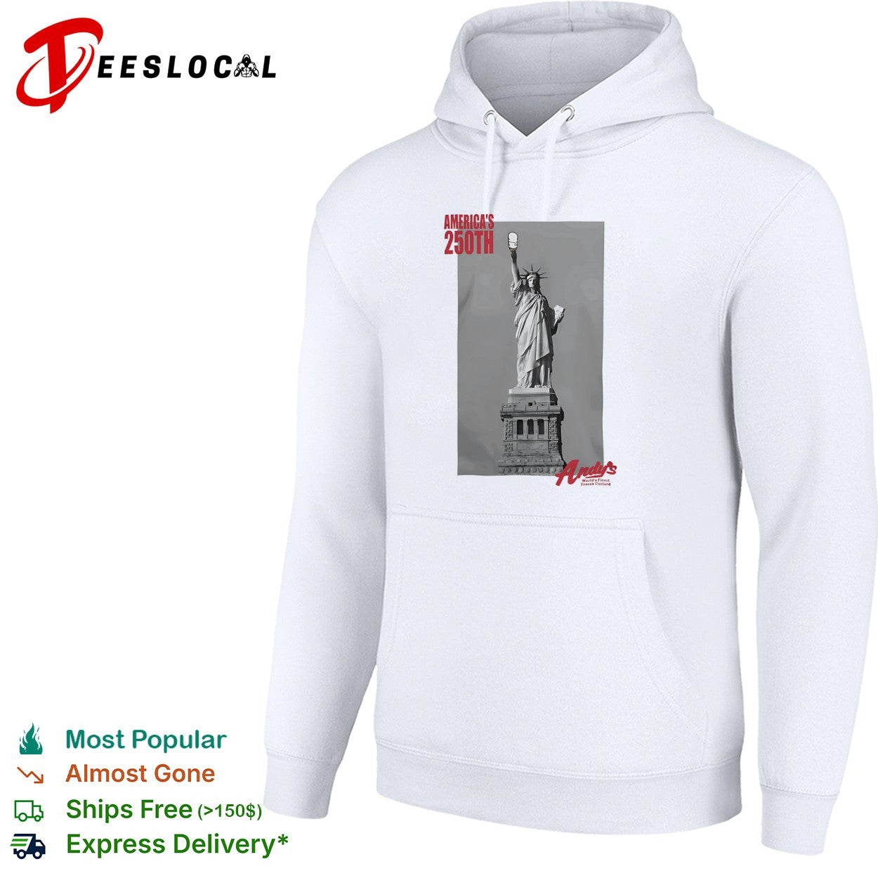 Americas 250th Statue of Liberty Andy’s Frozen Custard shirt