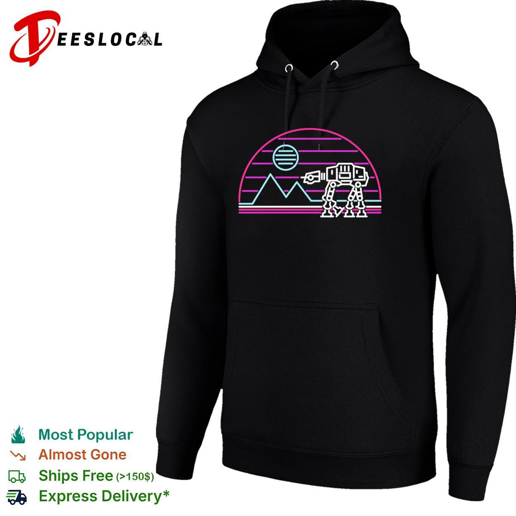 An AT-AT on Hoth style of a neon sign shirt