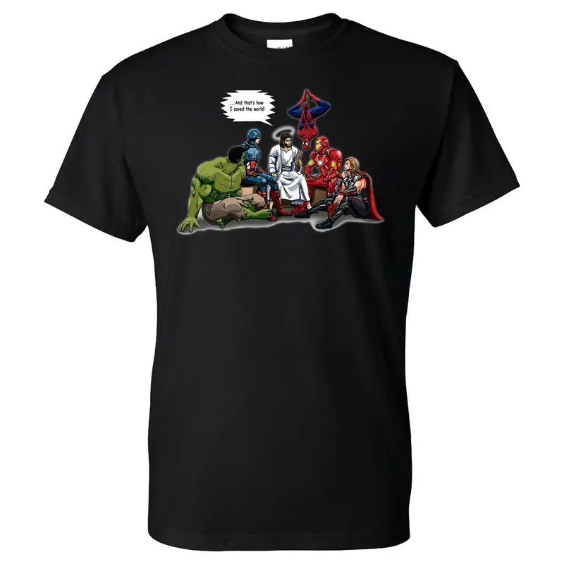 And That's How I Saved The World Jesus Superheroes Men's T-Shirt A Hoodie, Sweatshirt | CiraTrend.com