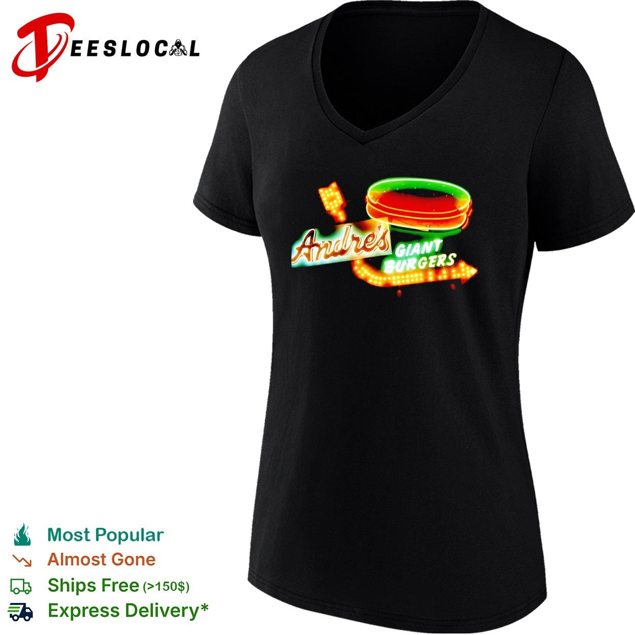 Andre’s Giant Burgers neon sign restaurant shirt