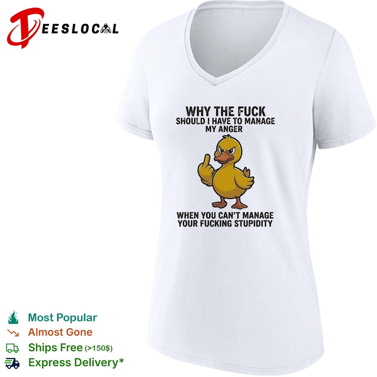 Angry duck flipping middle finger why the fuck should I manage my anger shirt