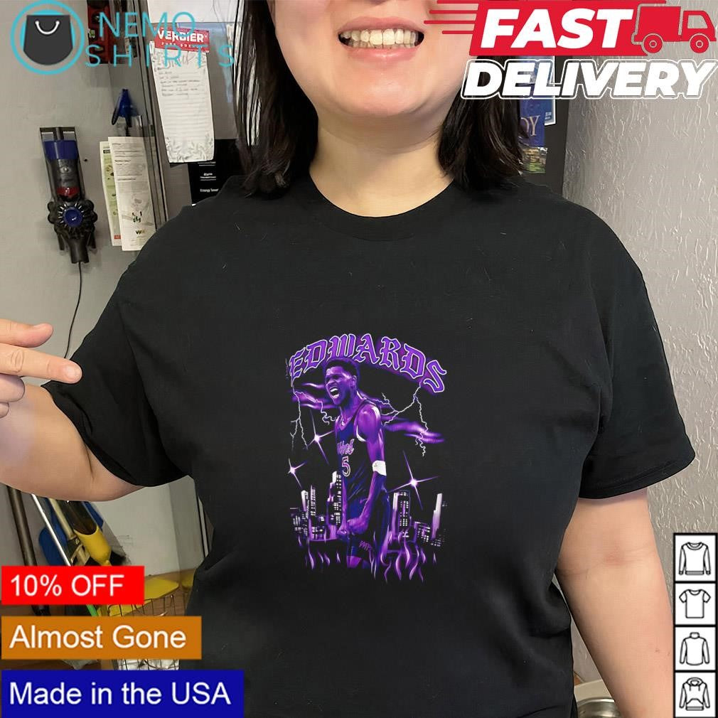 Anthony Edwards Timberwolves city skyline graphic player shirt