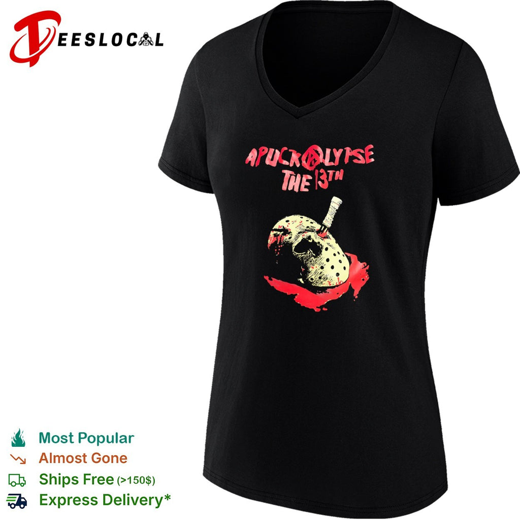Apocalypse The 13th Jason Voorhees hockey mask blood knife shirt