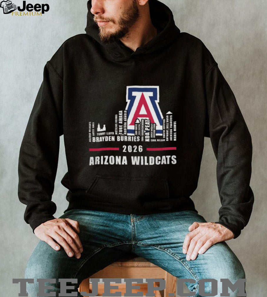 Arizona Wildcats 2026 Basketball Roster Skyline Logo T Shirt