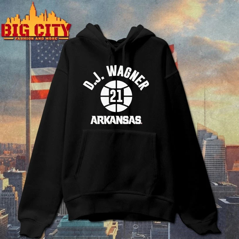 Arkansas Basketball D.J. Wagner Name Number Ball 21 shirt