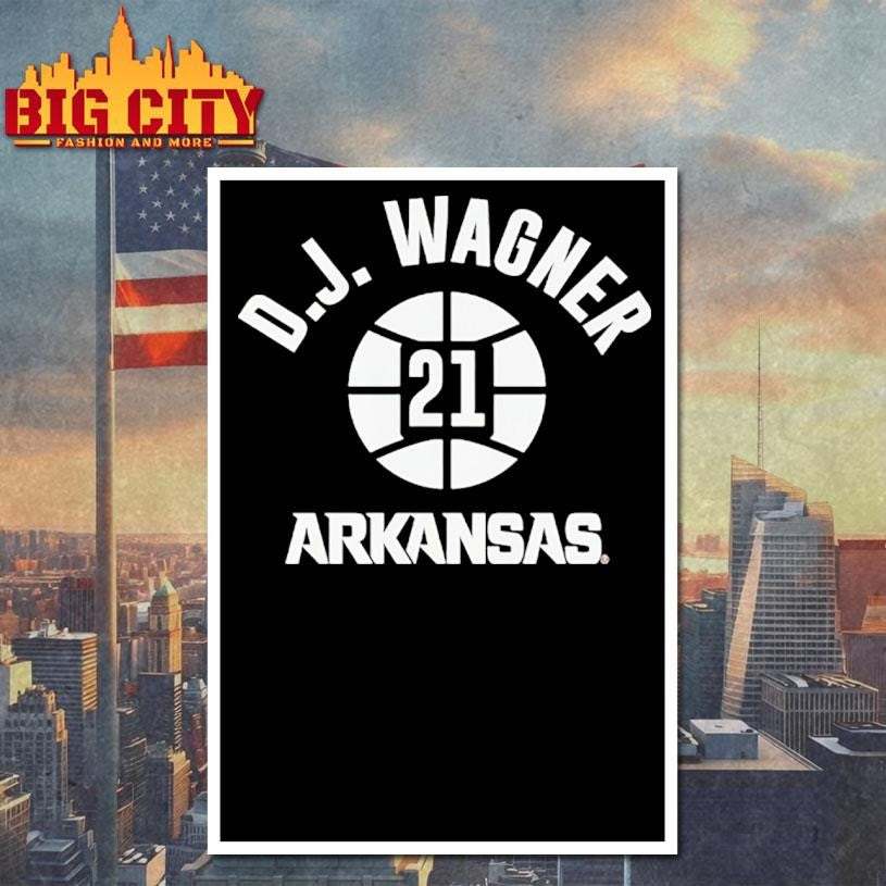 Arkansas Razorbacks Basketball D.J. Wagner #21 name number ball shirt